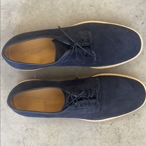 Men’s Giorgio Armani navy suede oxfords in 9 1/2